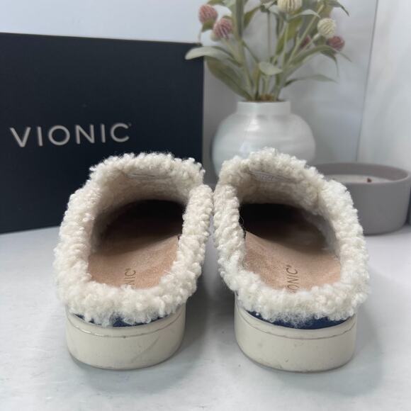Vionic Uptown Mule Faux Shearling Lined Slip On Shoes Peacoat Blue Womens 9M - Picture 4 of 10